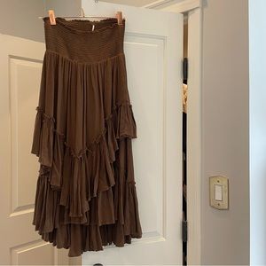Free people tiered ruched dress strapless